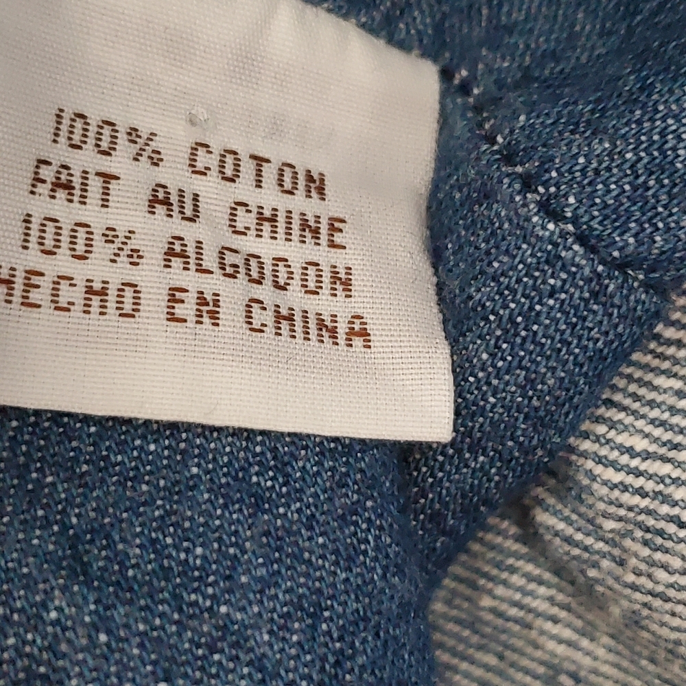 Vintage 90s Cotton Light Wash Denim Bucket Hat with Floral Raffia Detail - Picture 9 of 12